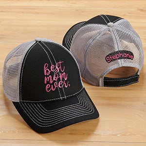 Best Mom Ever Embroidered Black-Grey Trucker Hat - 30817-B