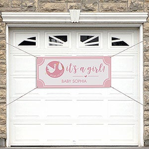 It’s A Girl Baby Announcement Personalized Banner - 20x48 - 30823-S