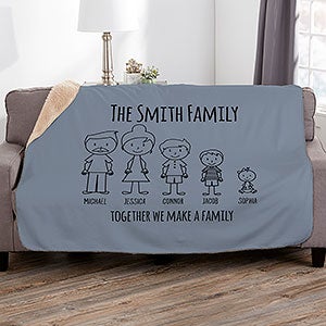 Stick Figure Family Personalized 60x80 Sherpa Blanket - 30843-SL