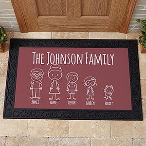 Stick Figure Family Personalized Character Doormat- 20x35 - 30898-M