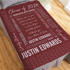 All About The Grad Personalized Graduation 60x80 Plush Fleece Blanket - 30911-L