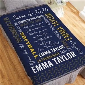 All About The Grad Personalized Graduation 56x60 Woven Throw - 30911-A