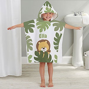 Jolly Jungle Lion Personalized Kids Poncho Bath Towel - 30934-L