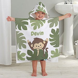 Jolly Jungle Monkey Personalized Kids Poncho Bath Towel - 30934-M