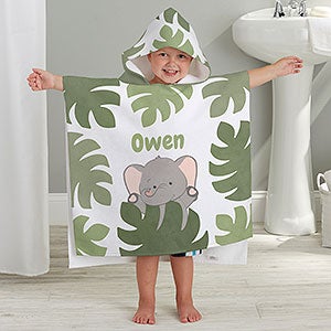 Jolly Jungle Elephant Personalized Kids Poncho Bath Towel - 30934-E