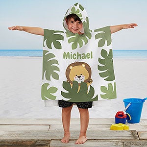 Jolly Jungle Lion Personalized Kids Poncho Beach & Pool Towel - 30935-L