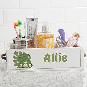 Jolly Jungle Alligator Personalized Wood Bathroom Storage Box - 30936-A