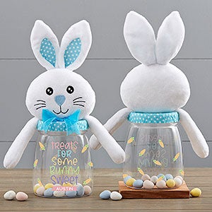 Treats for Some Bunny Sweet Personalized Easter Bunny Candy Jar - Blue - 30956-B