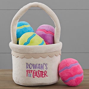 My First Easter Personalized Plush Mini Easter Basket with Plush Eggs - 30972