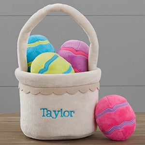 Personalized Mini Easter Basket with Plush Eggs - 30973