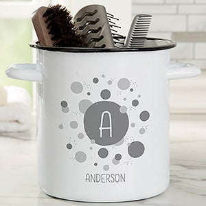 Stencil Polka Dots Personalized Enamel Jar - Accessory Holder - 31038-U