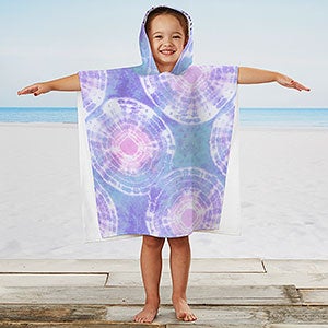 Pastel Tie Dye Personalized Kids Poncho Beach & Pool Towel - 31046