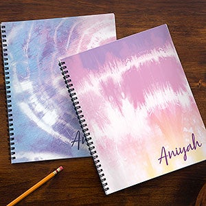 Pastel Tie Dye Personalized Large Notebooks- Set of 2 - 31075