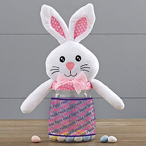 Repeating Name Personalized Easter Bunny Candy Jar - Pink - 31089-P