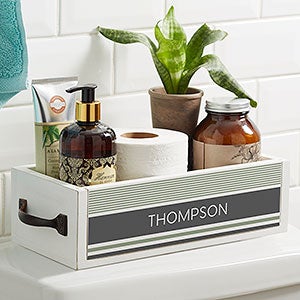 Turkish Stripes Personalized Wood Bathroom Storage Box - 31101