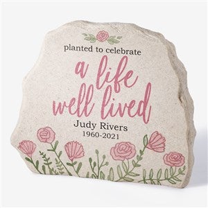 A Life Well Lived Personalized Memorial Standing Garden Stone - 31117