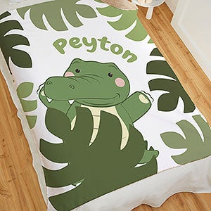 Jolly Jungle Alligator Personalized 60x80 Sherpa Baby Blanket - 31146-SL