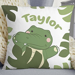 Jolly Jungle Alligator Personalized 18x18 Baby Velvet Throw Pillow - 31148-LV