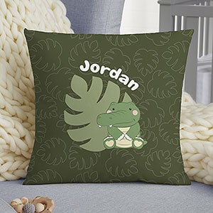 Jolly Jungle Alligator Personalized 14x14 Baby Throw Pillow - 31148-S
