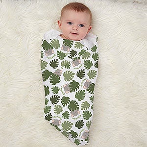Jolly Jungle Elephant Personalized Baby Receiving Blanket - 31149-E