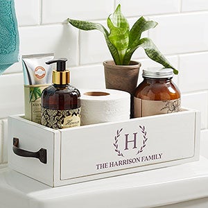 Laurel Initial Personalized Wood Bathroom Storage Box - 31176