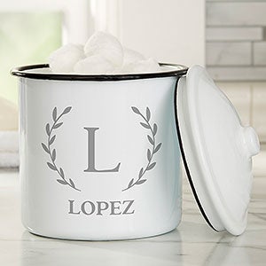 Laurel Initial Personalized Enamel Jar - Medium Canister - 31177-M