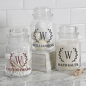 Laurel Initial Personalized Glass Storage Jar - 31178