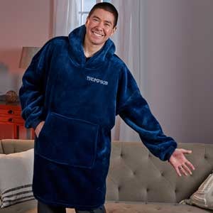 Personalized Navy Oversized Huggie Hoodie Blanket - Classic Comfort - 31187-N