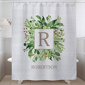 Spring Greenery Monogram Personalized Shower Curtain - 31206