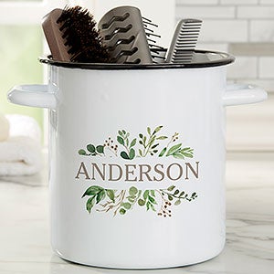 Spring Greenery Personalized Enamel Jar - Accessory Holder - 31212-U