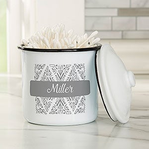 Stamped Pattern Personalized Enamel Jar - Small Canister - 31223-S