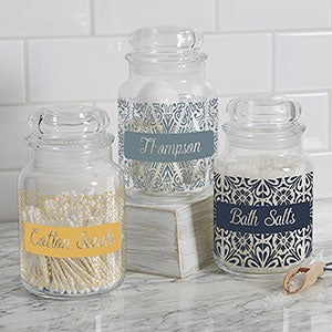 Stamped Pattern Personalized Glass Storage Jar - 31224