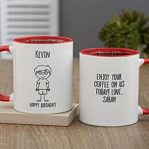 Stick For Him Characters Personalized Coffee Mug 11oz Red - 31227-R