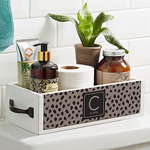 Modern Spots Personalized Wood Bathroom Storage Box - 31233