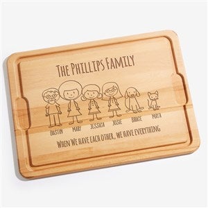 Stick Figure Family Personalized Maple Cutting Board - 15x21 - 31281-XL