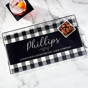 Black  White Buffalo Check Personalized Acrylic Serving Tray - 31288