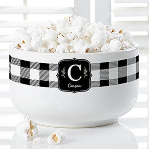 Black  White Buffalo Check Personalized 14oz Bowl - 31291