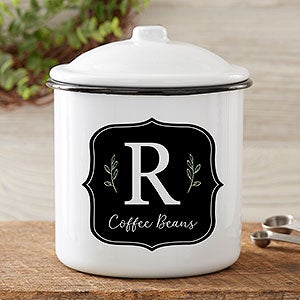 Black  White Buffalo Check Personalized Enamel Jar - Medium Canister - 31295-M