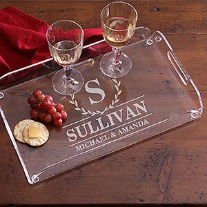 Laurel Wreath Personalized Acrylic Serving Tray - 31296