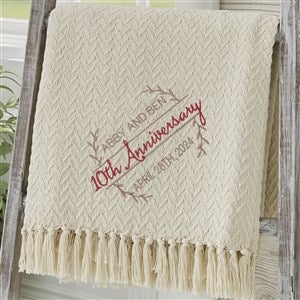 Laurel Wreath Embroidered Anniversary Afghan - 31304