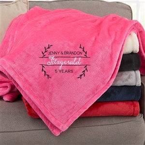 Laurel Wreath Anniversary Personalized 60x80 Pink Fleece Blanket - 31311-LP