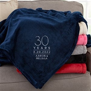 Modern Anniversary Personalized 60x80 Navy Fleece Blanket - 31313-LN