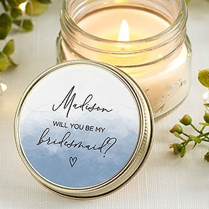 Watercolor Bridesmaid Proposal Personalized Mason Jar Candle - 31323