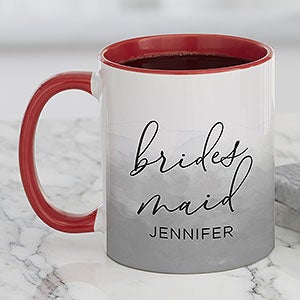Watercolor Bridesmaid Personalized Wedding Coffee Mug 11oz Red - 31331-R