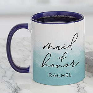 Watercolor Bridesmaid Personalized Wedding Coffee Mug 11oz Blue - 31331-BL