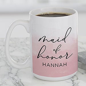 Watercolor Bridesmaid Personalized Wedding Coffee Mug 15oz White - 31331-L