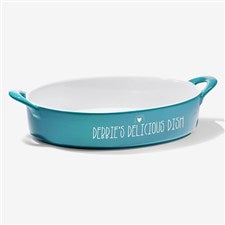 Made With Love Personalized Oval Baking Dish-Turquoise - 31336T-O