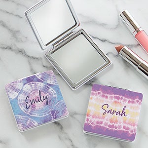 Pastel Tie Dye Personalized Compact Mirror - 31342