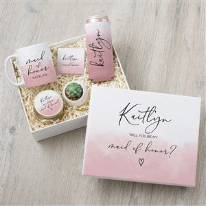 Watercolor Bridesmaid Proposal Personalized Keepsake Box-12x15 - 31349