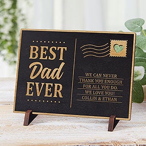 Best Dad Ever Personalized Black Stain Wood Postcard - 31363-BK